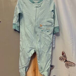 Carter's Mint Striped Alligator Footie